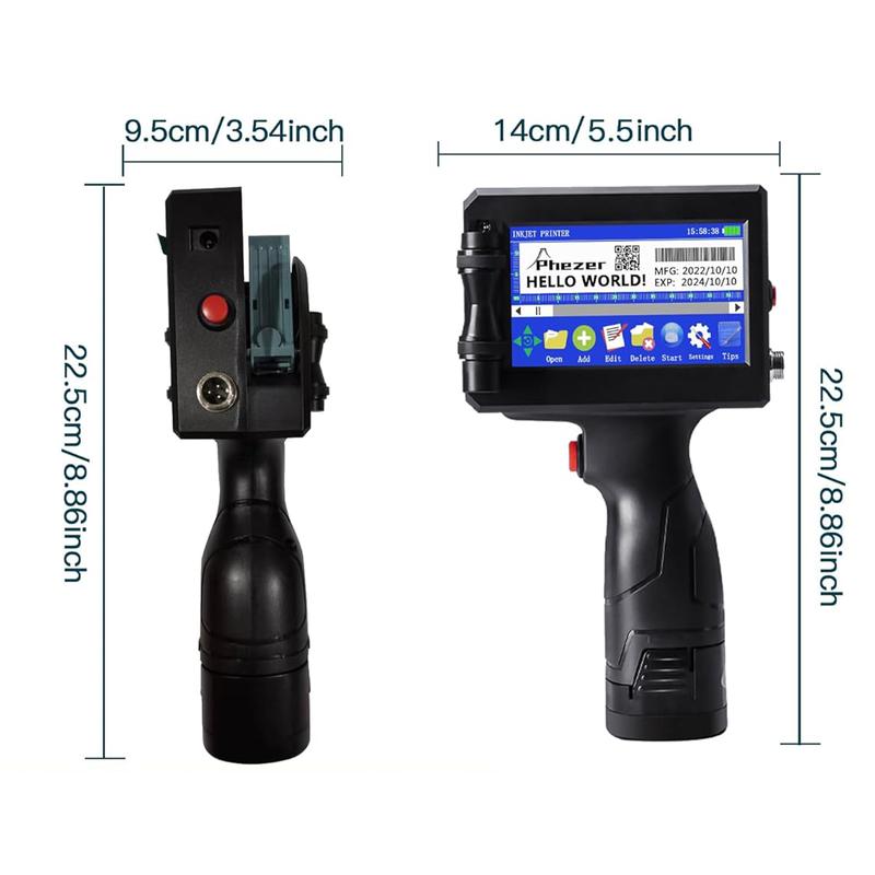 Upgraded Handheld Inkjet Printer with LED Touch Screen Quick-Drying Inkjet Coding Machine for Code Date LOGO,Bar Code,Number, Label (Support 14 Languages &3 Print Precision)