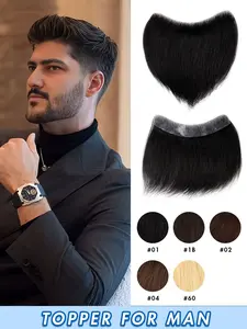 Human Hair Men's  Hair Toupee . Invisible, Natural Hairline Topper, realistic appearance, breathable construction, easy to customize. Seamless natural wear for daily use and casual occasions.