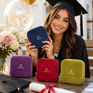 SummerVibes CHIMORY Double-Layer Jewelry Organizer, Premium Velvet Travel Case, Graduation Gift for Her, Necklace & Ring Storage Pouch