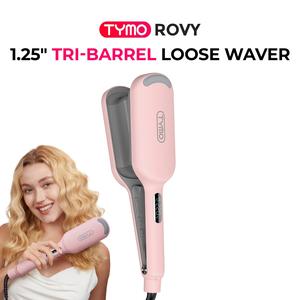 TYMO ROVY - 1.25-Inch Beach Waves Curling Wand, Ionic Ceramic 3-Barrel Crimper for Women, Dual Voltage, Anti-Scald, Reduces Frizz & Heat Damage, Easy to Use, Mermaid Waves, Travel Friendly,father'sdaygifts,summerhairstyles