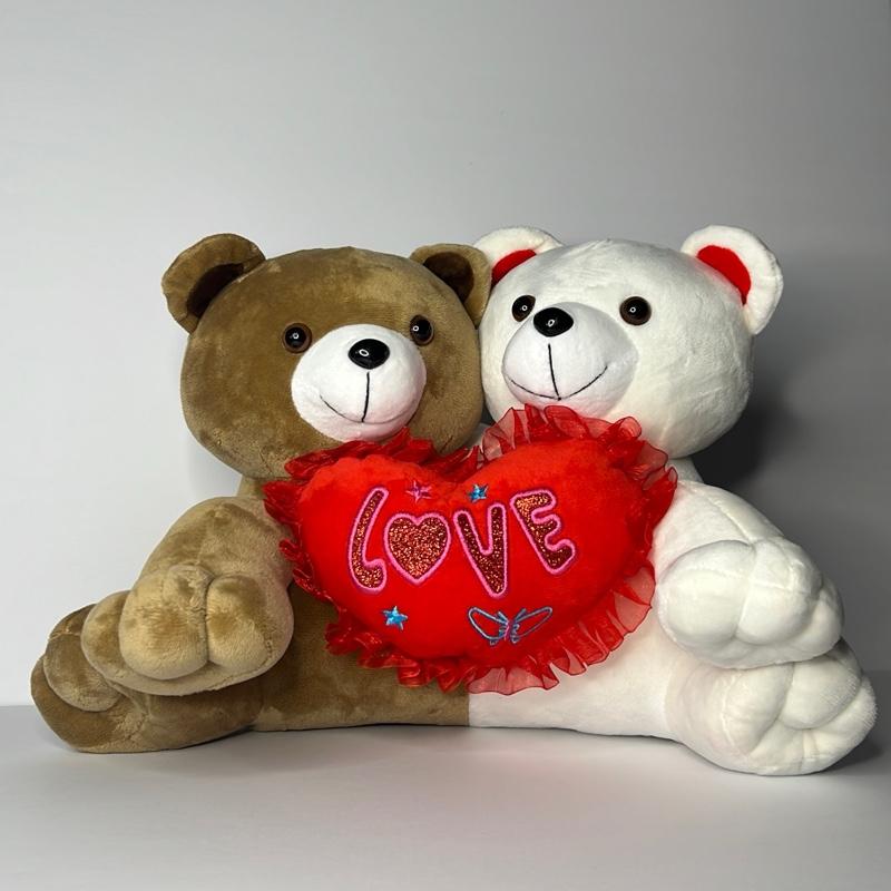 Peluches abrazados color blanco y café ideal para detalles Decor