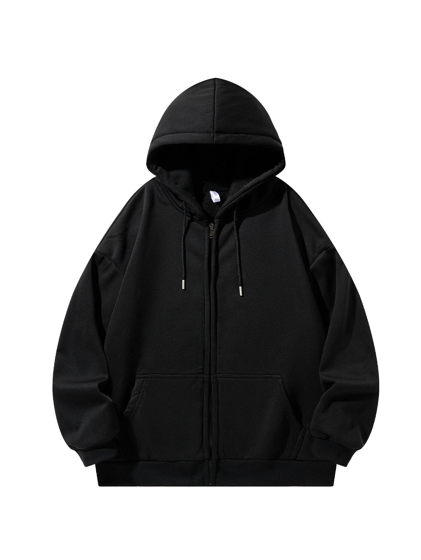 CCCMAI Men's Solid Zip-Up Hoodie Casual Loose Fit Long-Sleeve Hooded Sweatshirt for Everyday Wear All-Season Menswear Aesthetic Street Style