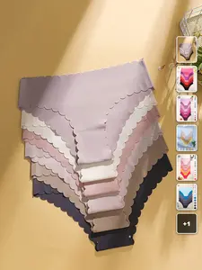 6 Pack Briefs Set Silky Wavy Edge Seamless Sexy Comfort