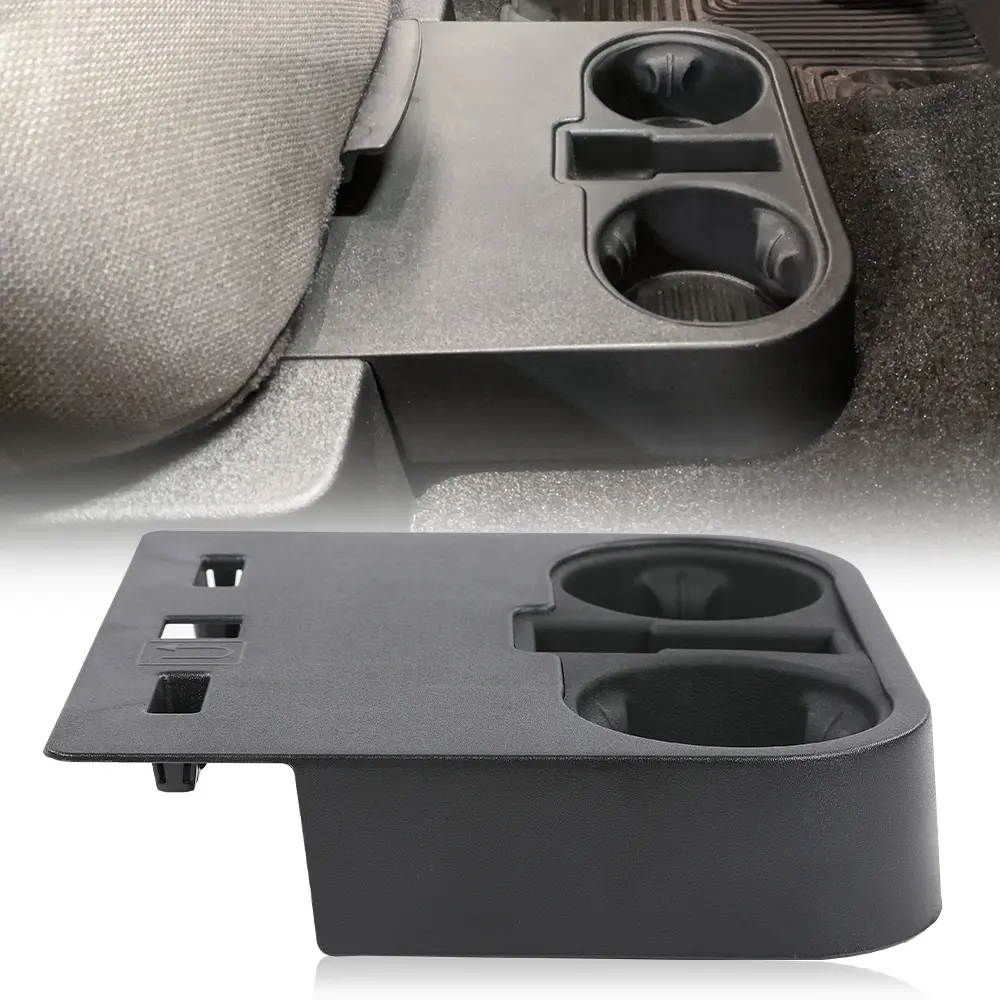 G-PLUS Plastic Under Front Seat Bottom Console Fit Cup Holder, Car Organization Supplies for 2015-20 Ford F150 Super Duty, Aftermarket Drinks Storage Accessory