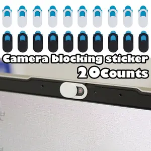 20 Counts Webcam Cover Slide Ultra, thin slide style for laptop privacy, durable plastic construction, simple peel and stick application, 10Black 10White