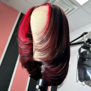 99J Red 13x4 Full Lace Frontal Bob Short Striaght Wig Human Hair