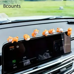 Cute Cartoon Cat Car Accessories Set, Car Interior Decorative Accessory, Rearview Mirror Decorations, Dashboard Ornaments, Gift Ideas, Mini Animal Hanging Pendants
