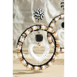 Multi Mix Beads and Rattan Earrings