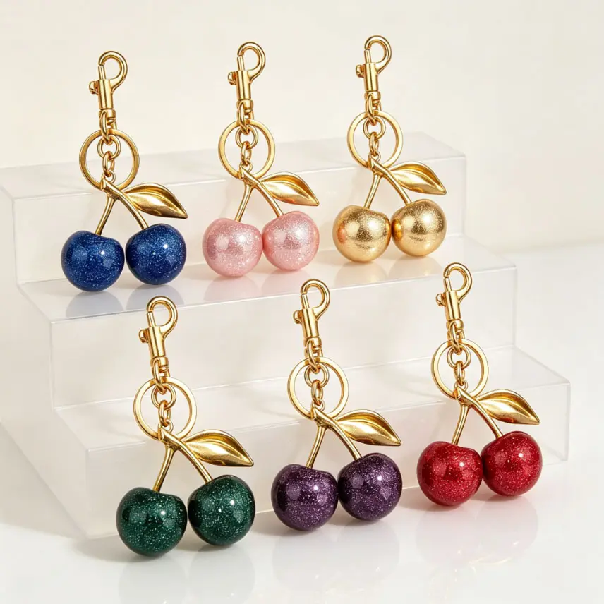 Keychain Cherry Bag Charms Purse，Key Chains Women Cute - Car key Accents for leather handbags，Adorable Add - ons for Your Essentials