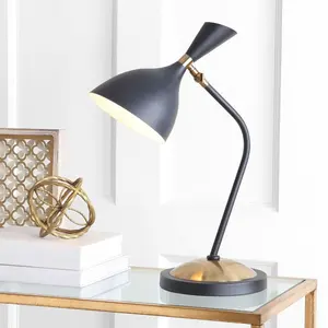 JONATHAN Y Albert Iron Retro Mid-Century LED Table Lamp , for bedroom, living room, foyer, hallways, dining room, dorms
