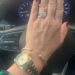 CICI GEMS 1CT Trilogy Moissanite 3-Stone Ring Set Classic for Women Wedding Set D VVS1 3 Stones Stackable Band 18K Gold Plated Lab-Created Hypoallergenic Engagement Promise Anniversary Gift Fine Jewelry R1