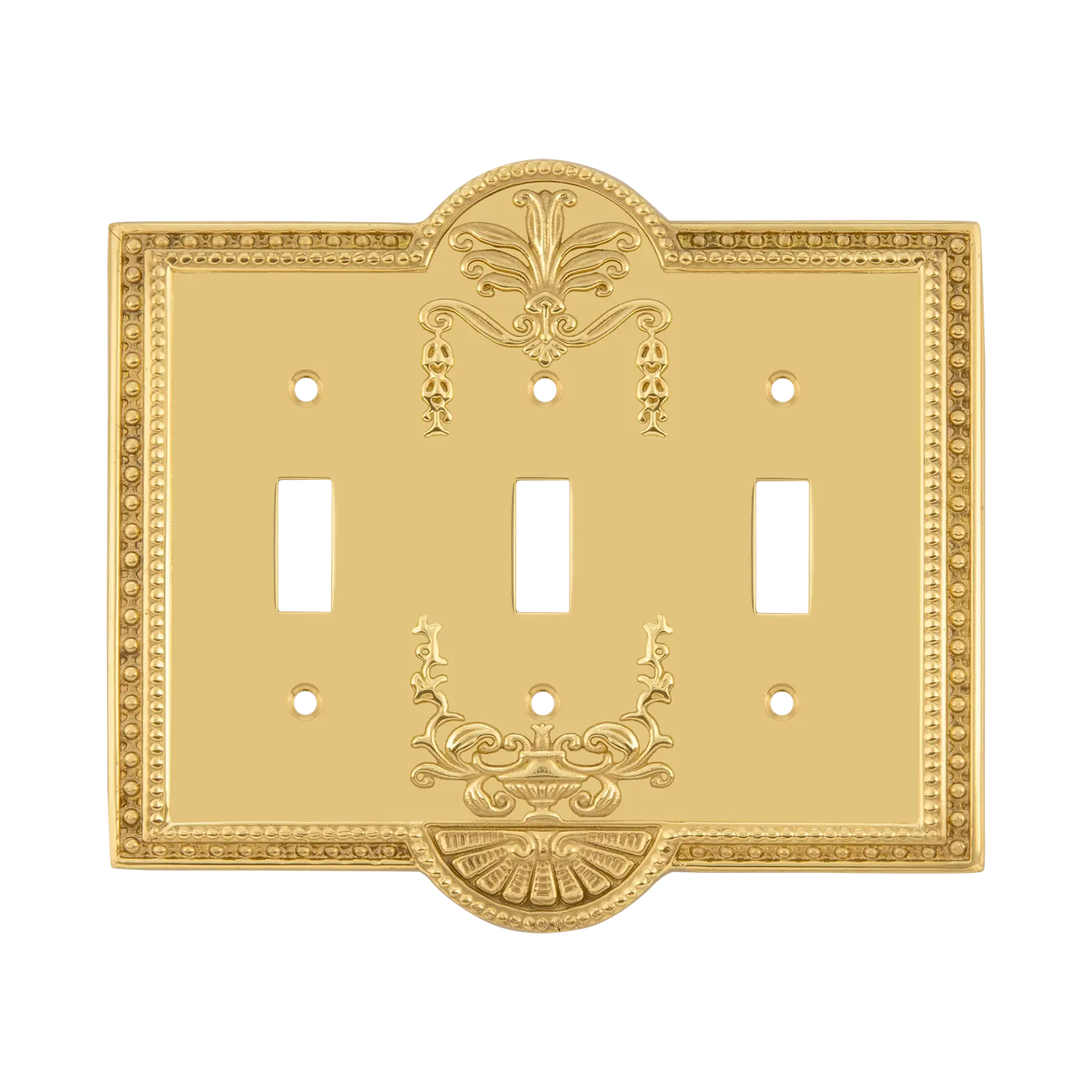 Meadows Switch Plate with Triple Toggle in Polished Brass