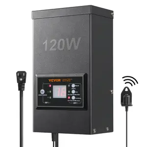 VEVOR 120W Low Voltage Landscape Transformer with Timer and Photocell Sensor, TikTokShopBlackFriday, Waterproof Landscape Lighting Transformer, 120V AC to 12V AC for Outdoor, Spotlight, Pathway Light, Pool light, ETL