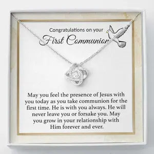 Daughter Necklace, First Communion Gift, First Communion Gift Girl, Communion Gifts Girl, 1St Communion Necklace, Jewelry Message Card, Necklace Gifts For Birthday, Anniversary, Christmas Day, Thanksgiving