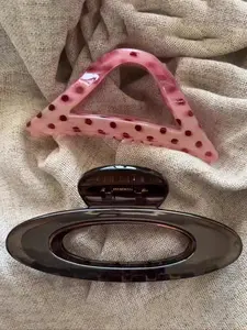 Women's Hair Clips Set, 2pcs Triangle & Round Claw Design Clip in Claw, Trendy Plastic Hair Accessory for Everyday Use