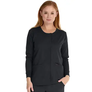 MediChic Scrubs Women's Stretch Round Neck Warm Up Jacket with Snap Fronts