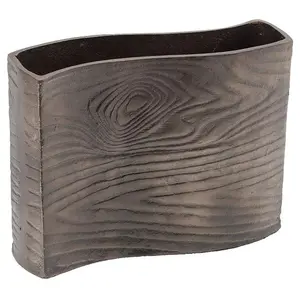 R. Nest 10" Wood-Inspired Rectangular Aluminum Vase