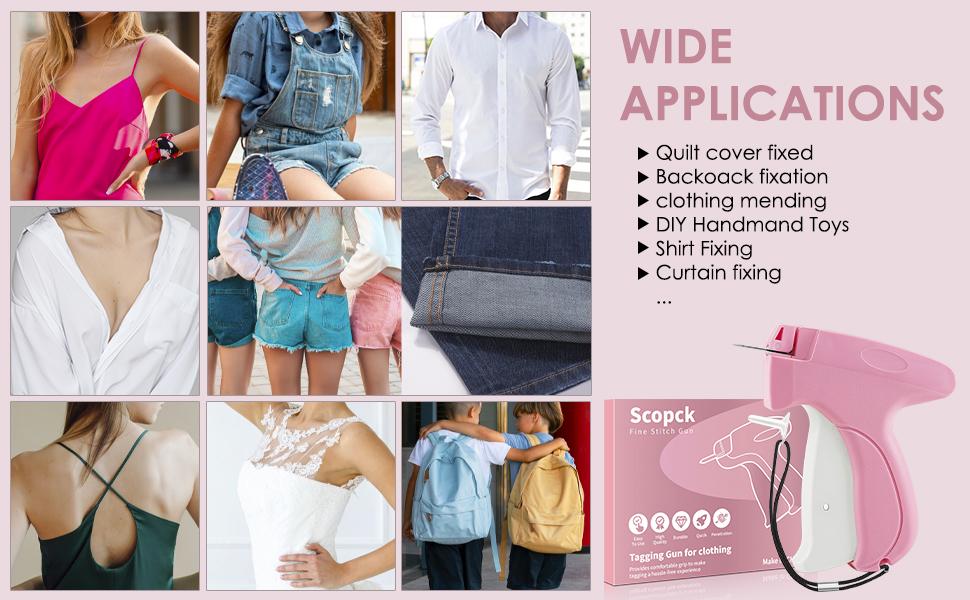 Stitch Gun for Clothes Handheld Quick Fixer with 5 Needles 500 Black & 500 White 4.5mm Mini Fasteners Pink Ergonomic Design for DIY Enthusiasts and Professional Tailors