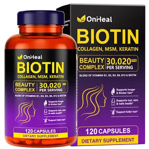 Onheal Biotin, Collagen, Hyaluronic Acid and Keratin Complex OnHeal Hair Regrowth Vitamin 30020mg - 120 Capsules for Thick Hair, Moisturized Skin, Strong Nails