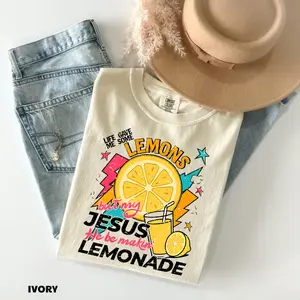 Comfort Colors Vintage Life Gave Me Lemons But My Jesus He Be Makin Lemonade Christian Graphic Tee Faith Based Bible Verse T-shirt