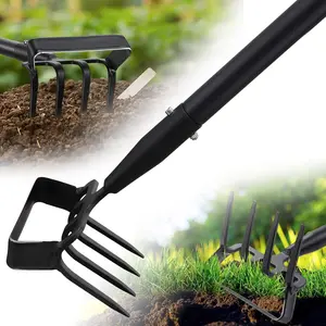 Hula Hoe Garden Tool - 2 in 1 Stirrup Action Hoe & Rake,Heavy Duty Weeding & Cultivating Tool,Adjustable Long Handle (36"-74"), Carbon Steel  for Effortless Gardening