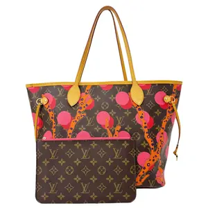 Pre-owned Louis Vuitton Monogram Canvas Shoulder Bags Neverfull MM Grenade Ramages Tote Bag Brown