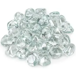 10-Pound Fire Glass  - 1/2 inch Luster Fire Glass for Fireplace Fire Pit and Landscaping,  Ice Luster