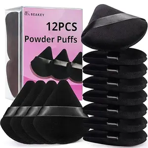 BEAKEY 12PCS Powder Puffs | Triangle Makeup Puff for Loose & Pressed Powder | Soft Blending & Contour Puff