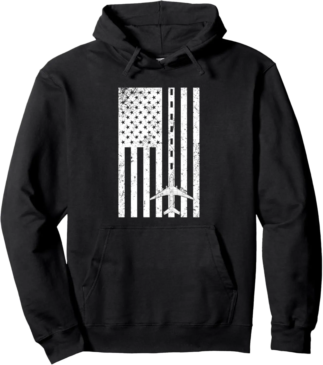 Pilot Airplane Mechanic Aviation American Flag Pullover Hoodie