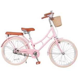 22 Inch Beach Cruiser Bike for Girls, Commuter Bicycle with Front Basket , High Carbon Steel Frame, Comfortable City Bike for Outdoor Riding