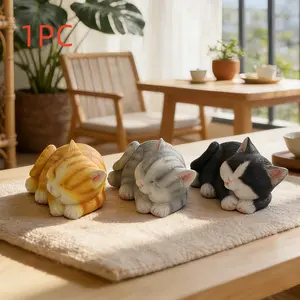 3-Color Option, 1 Pc | Realistic Sleeping Cat Mini Statue | Healing Cute Realistic Style | Hand-painted Lifelike Fur Texture | For Cat Lovers & Home Decor Fans | Perfect for Desk/Car/Garden & Gifting