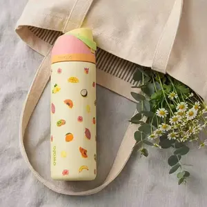 Owala FreeSip 24oz Insulated Water Bottle | Cute Fruit Pattern Tumbler | Leakproof Stainless Steel Water Bottle for Travel, Gym & Daily Hydration