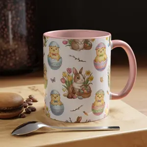 Easter Chick and Bunny Pattern Mug | Accent Coffee Mug