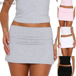 Women Y2k Sexy Micro Skirt Mid Waist Bodycon Mini Skirts Low RiseFit Pencil Short Skirt Sporty Streetwear