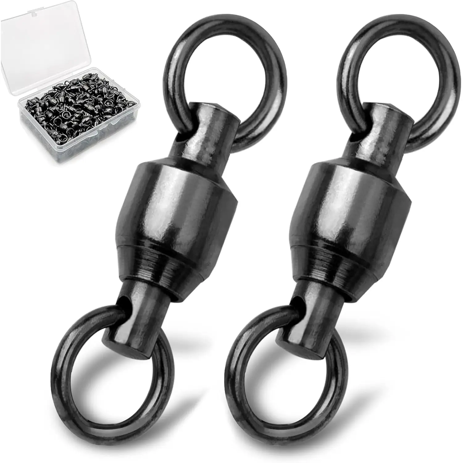 Ball Bearing Fishing Swivels 30/50pcs 0#-10# Swivels Fishing Tackle with Stainless Steel Solid Welding Ring for Saltwater Freshwater High Strength