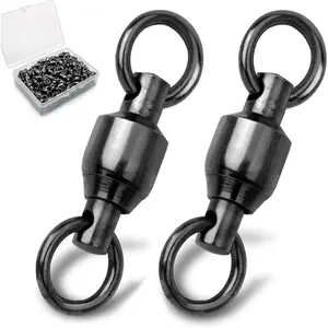 Ball Bearing Fishing Swivels 30/50pcs 0#-10# Swivels Fishing Tackle with Stainless Steel Solid Welding Ring for Saltwater Freshwater High Strength
