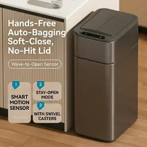 ZEN SWIPE Smart Sensor Trash Can with Lid, Automatic Bag Fixing & Absorbing Design, Household Waste Bin for Bathroom, Toilet, Kitchen, Living Room & Office