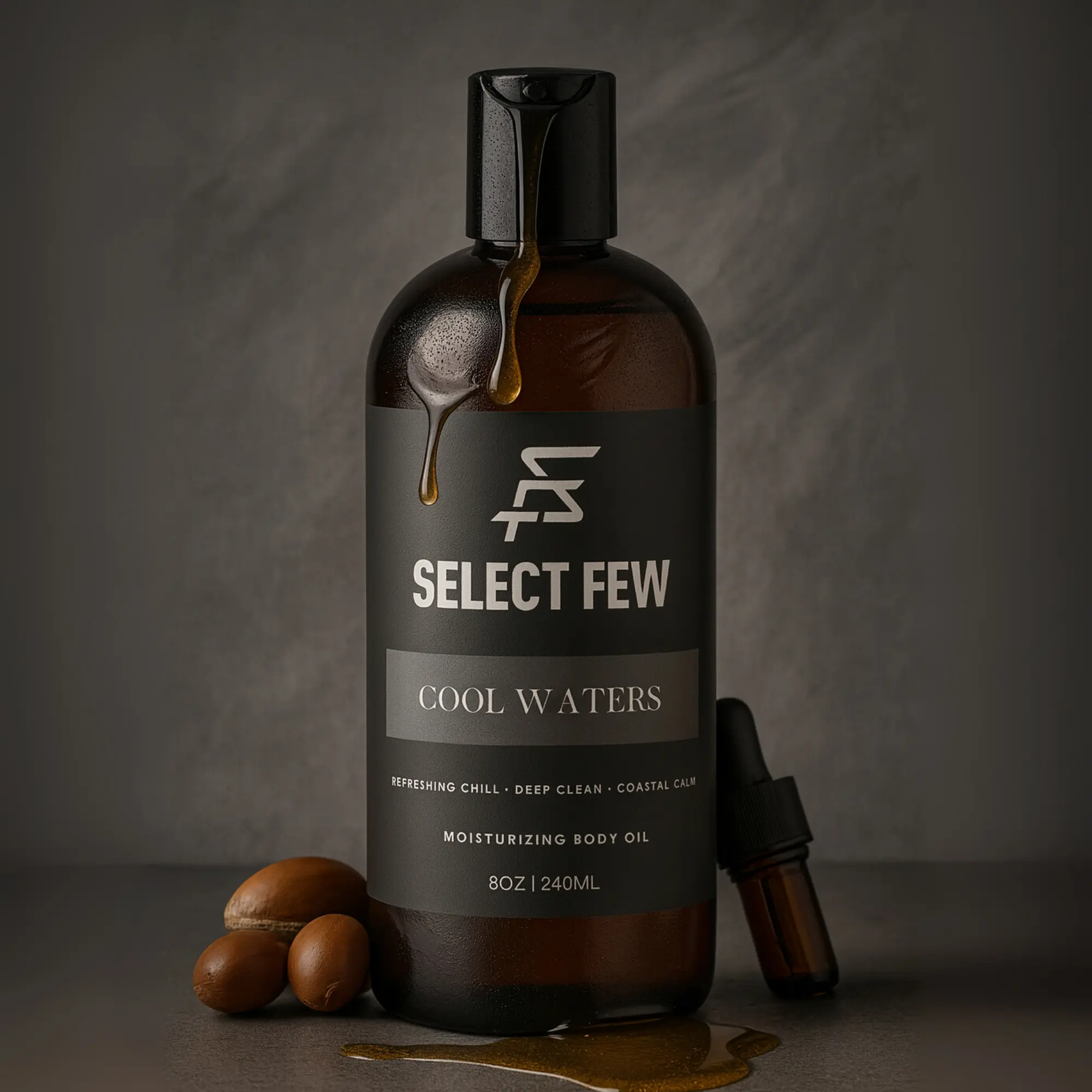 Cool Waters Cologne Body Oil for Men – Hydrating Body Oil with Shea Butter, Almond & Jojoba Oils – Crisp Citrus, Bold Spice, Smooth Amber & Woods – Handcrafted in Small Batches