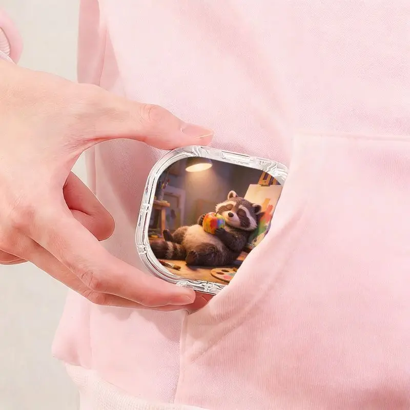 Art Studio Palette Apple Raccoon Printed Retainer Box, Simple Cute Denture Box, Portable Orthodontic Retainer Storage Box, Dust-Proof Pressure-Resistant Invisible Braces Box