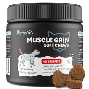 Petterm Muscle Gain Salmon Flavored Powder High Calorie Soft Chew Supplement for Dogs, 100 count