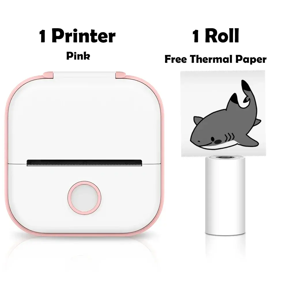 Phomemo T02 Inkless Portable Thermal Printer - Wireless Mini Pocket USB-Charging Adhesive Sticker Device, Sharp High-Def Prints, iOS & Android Compatible, 1 Roll Thermal Printer Paper, No Tablets Risk, Student Gift for DIY Journaling