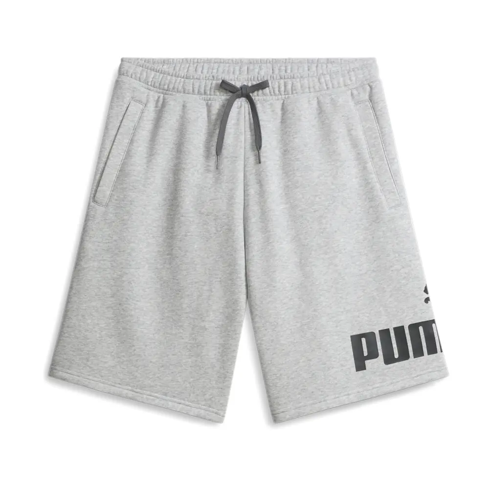 PUMA Mens Logo Fleece Drawstring 10 Inch Shorts Casual Bottoms Casual Drawstring - Grey