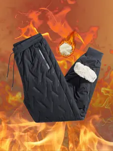 Men's Comfortable Fleece Lined Outdoor Pants, Zipper Details, Pockets & Drawstring, Anti-Scratch Soft Jogger Pants, Casual Long Pants, Runner Pants