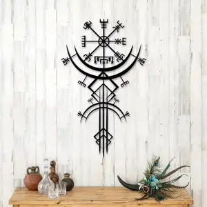 Viking Metal Wall Art, Norse Mythology Rune Decor, Metal Wall Hanging Decor for Home Office, Indoor Decoration, Home Decor Products, Garden Decoration Supplies