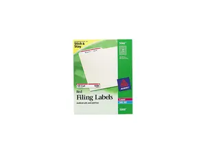 Avery 5066 Self-Adhesive Laser/Inkjet File Folder Labels, White, Red Border, 1500/Box