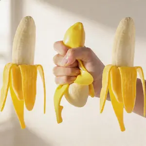 Realistic Fake Banana Squishy Toy – Viral Slow-Rising Sensory Stress Relief Fidget Toy, Oddly Satisfying Squeeze Toy, Funny Prank Desk Decor, Cute Desk Toy for Kids & Adults, Perfect for Relaxation, Anxiety, Stress Relief & Focus