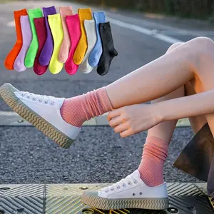 Ladies' clothes 1 Pairs Simple Solid Socks, Comfy & Breathable All-match Socks, Women's Stockings & Hosiery