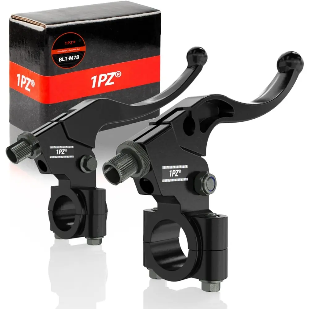 1PZ BL1-M78 7/8" (22mm) Left Right Clutch Brake Handle Levers with Brake Lever Perch & Handlebar Mount - Replacement for Honda CRF/XR Series, ATC 200m, Pit Dirt Bikes, Baja Mini Bike MB200