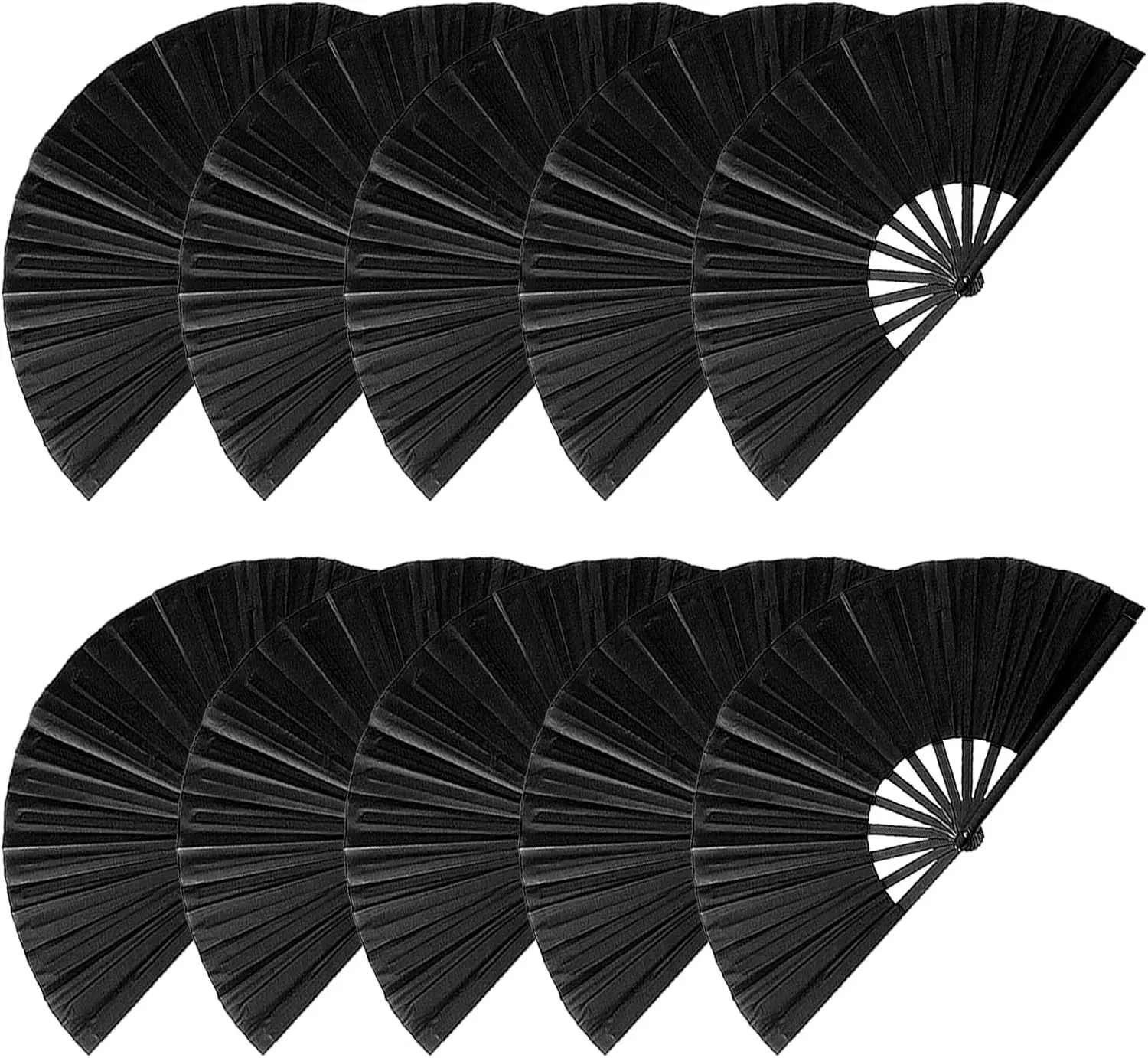 10 Pcs Bulk Large Foldable Loud Clap Hand Fans for Line Dancing Chinese Kung Fu Tai Chi Women Festival Dance Party Popping Clacking (Black)