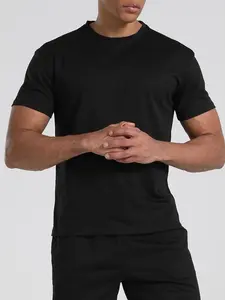 Men's Vertical Ribbed T-Shirt - Slim Fit Short Sleeve Crewneck, Breathable Streetwear Knit for Casual and Active Use, Tshirt
